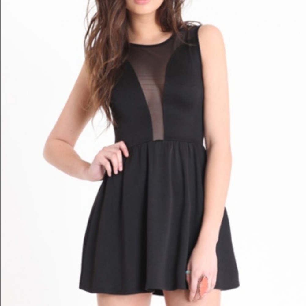 For love and lemons black mesh skater casual dress